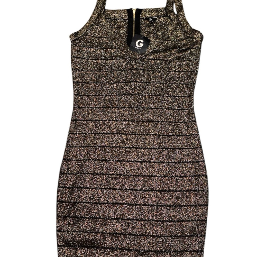 by Guess Black and Gold Glitter Mini Dress